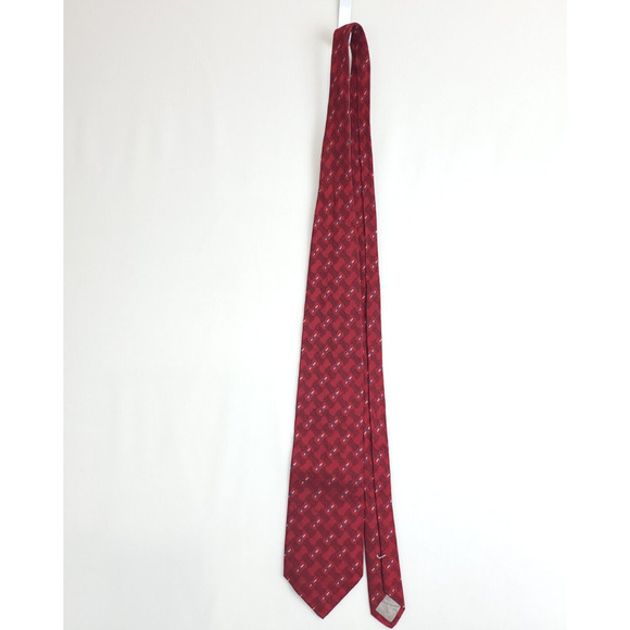 Ferrell Reed For Greater Texas Clothing Club Men Silk Neck Tie Abstract Burgundy - Picture 1 of 7